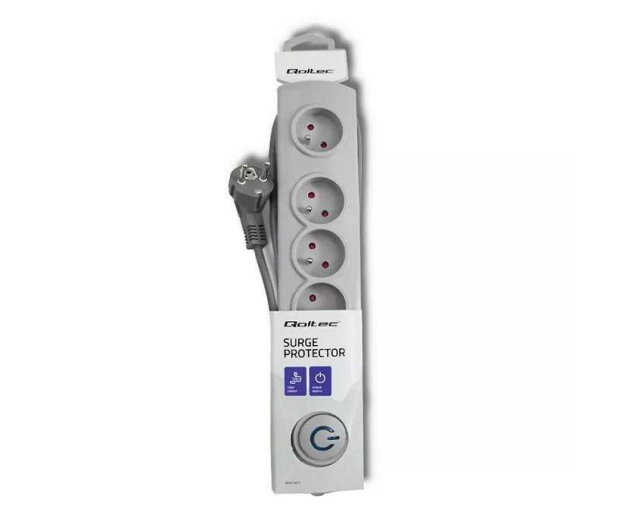 Qoltec Listwa antyprzepięciowa - 5 gniazd, 1.8m, szara - 587687 - zdjęcie 4
